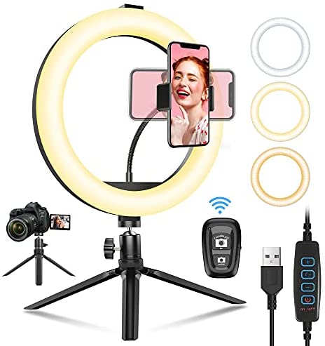 10'' RING LIGHT WITH STAND AND PHONE HOLDER