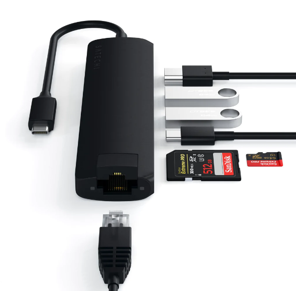 SATECHI USB-C SLIM MULTI-PORT WITH ETHERNET ADAPTER