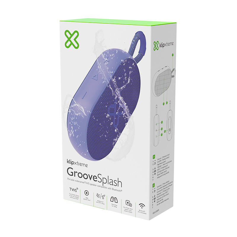 GROOVESPALSH PORTABLE WATERPROOF BLUETOOTH SPEAKER