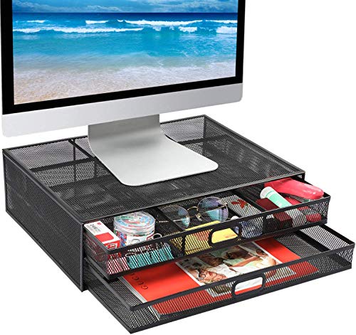 MONITOR STAND WITH DRAWER, MONITOR RISER MESH METAL