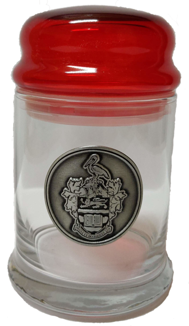 UWI CANDY JAR WITH PEWTER EMPLEM
