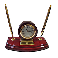 UWI 70TH ANNIVERSARY PIANO WOOD CLOCK WITH TWO PENS