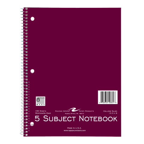 ROARING SPRING 5 SUBJECT C/R NOTEBOOK19