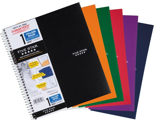 FIVE STAR ONE SUBJECT NOTEBOOK 11X8.5 ( TRENDS )