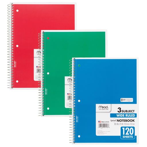 MEAD WB THREE SUBJECT NOTEBOOK