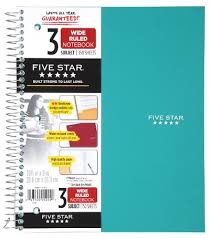 FIVE STAR/TRENDS THREE SUBJECT NOTEBOOK