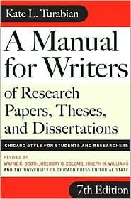 A MANUAL FOR WRITERS OF RESEARCH PAPERS